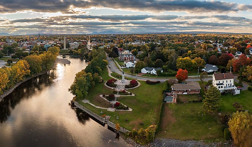 Aerial panorama of Plattsburgh in the northern part of New York State