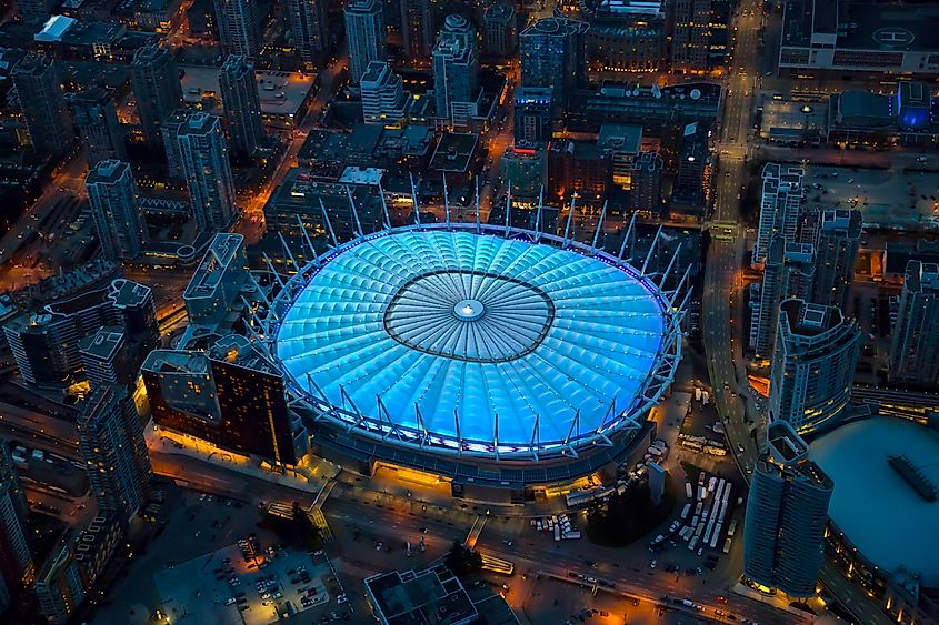 Aerial view of the BC Place in Vancouver, British Columbia, Canada
