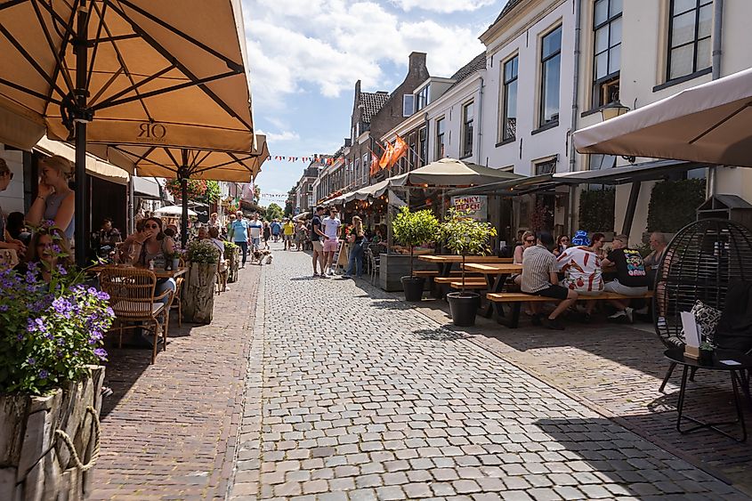  Street view of the medieval, Hanseatic town of Elburg in the Netherland