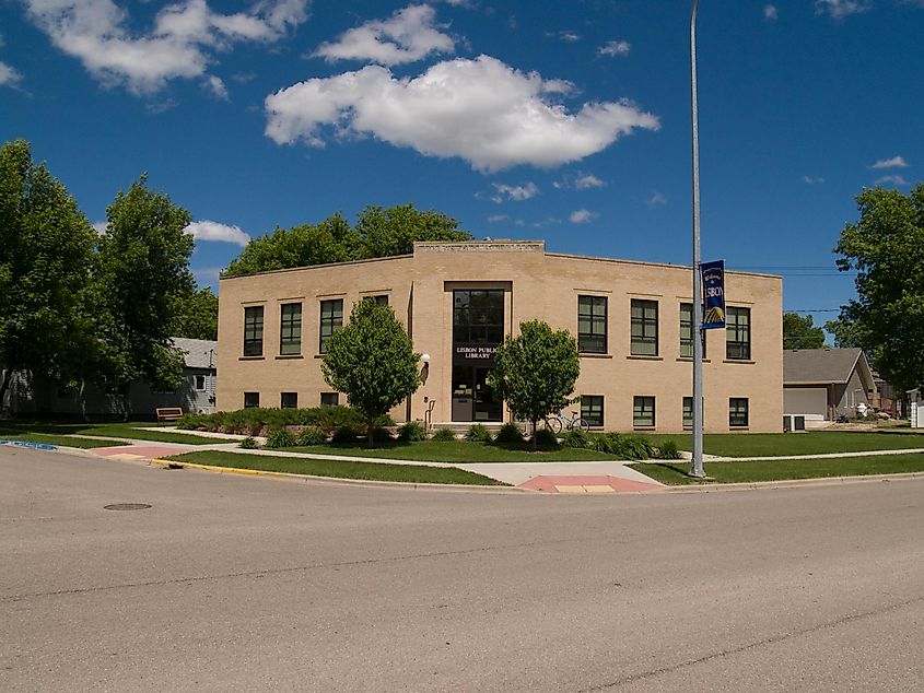 The Lisbon Public Library building in Lisbon, North Dakota.