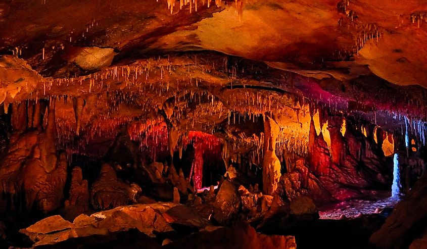 Colorful scene in the Inner Space Caverns