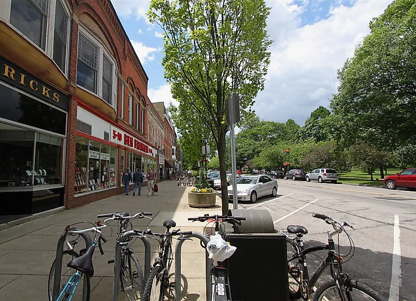 Ben Franklin store along College Street in Oberlin, Ohio.