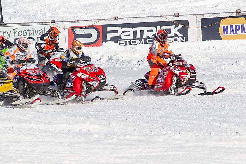 The Snowmobile Race in Eagle River, Wisconsin.