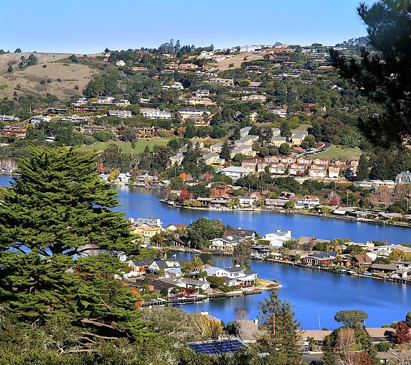 Belvedere Island in Marin County California from Tiburon.