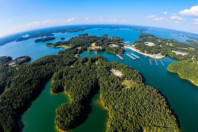 A fisheye view of Lake Lanier in Atlanta Georgia