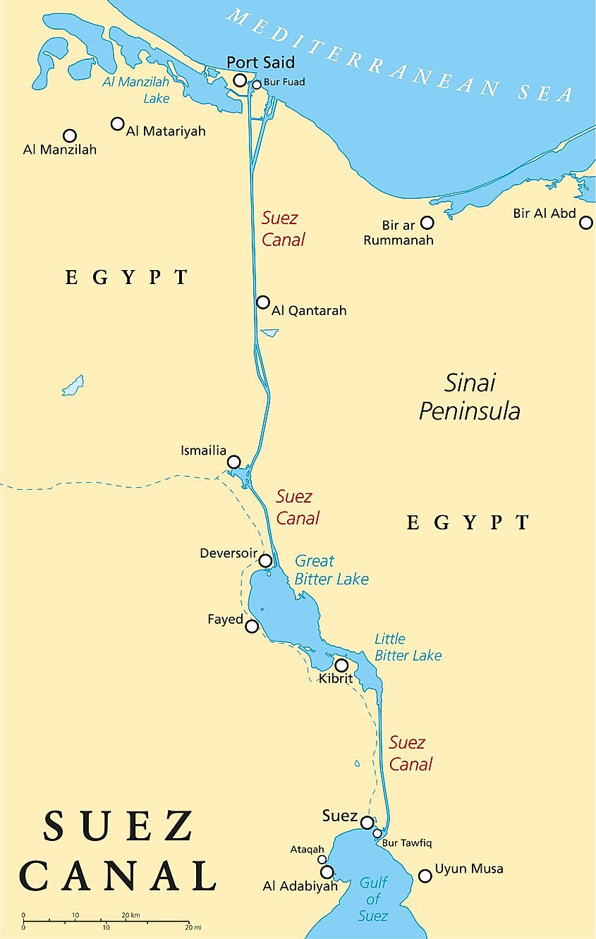 Suez Canal Location On World Map