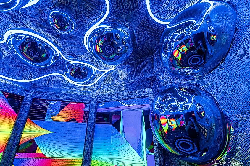 An abstract image showing one of the installations at Santa Fe's Meow Wolf attraction, House of Eternal Return.