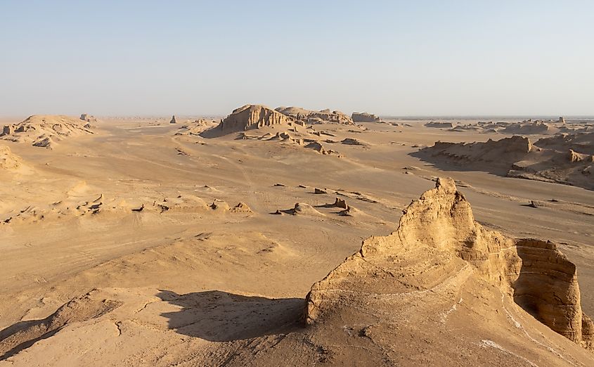 The Lut Desert or Dasht-e Lut. Located in Kerman and Sistan-Baluchestan provinces of Iran, the desert is included in the UNESCO World Heritage List and is the hottest place in the world