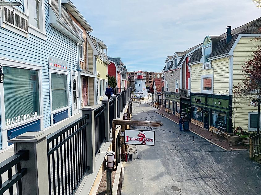 A New England imitation village in downtown South Haven known as Old Harbor Village.