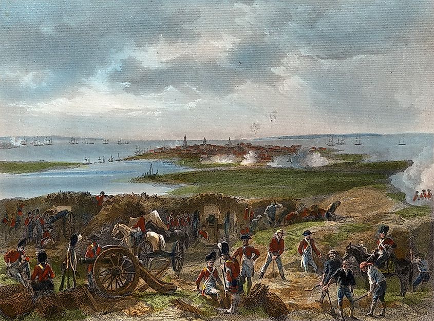 A depiction of the Siege of Charleston (1780) by Alonzo Chappel. 
