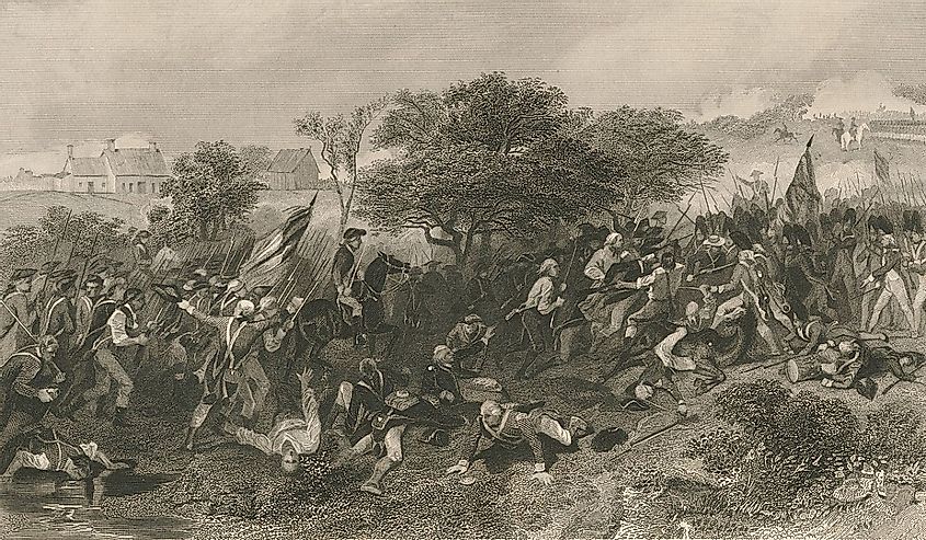 black and white depiction of the Battle of Monmouth