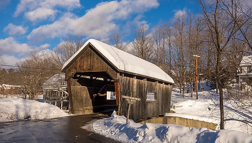 Warren, VT, Covered bridge over Mad River.