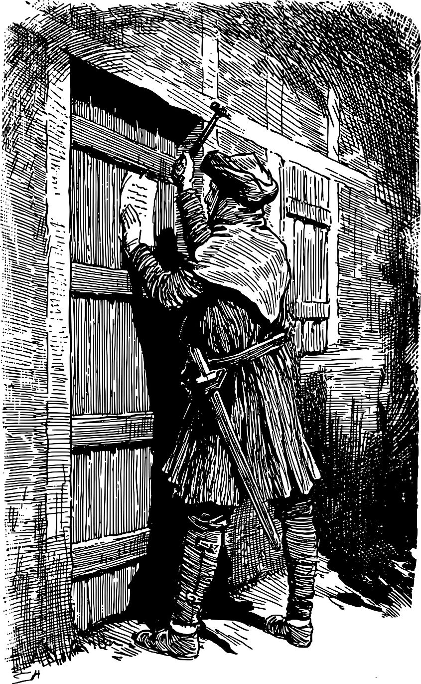 "A summons to appear before the court was nailed to his door."