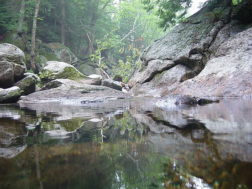 Sculptured Rocks Natural Area near Hebron, New Hampshire
