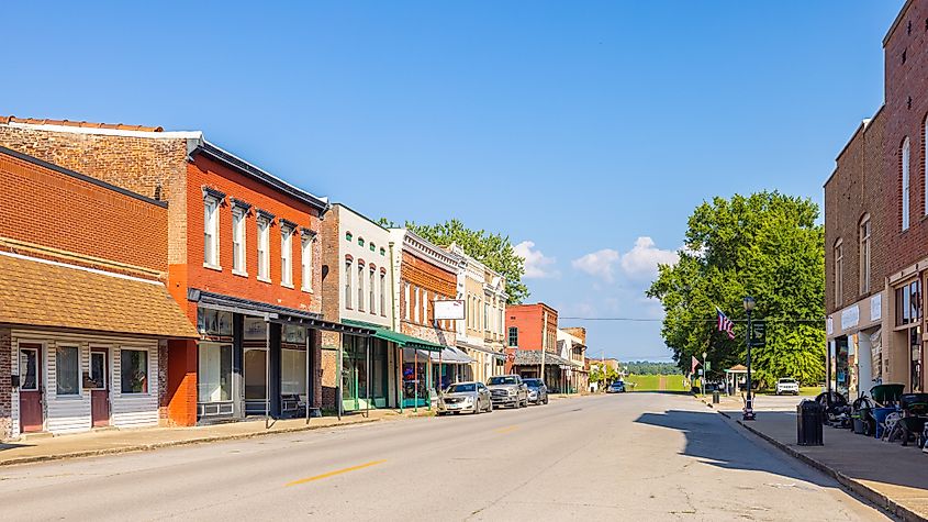 The Old Business District on Main Street in Golconda, Illinois.