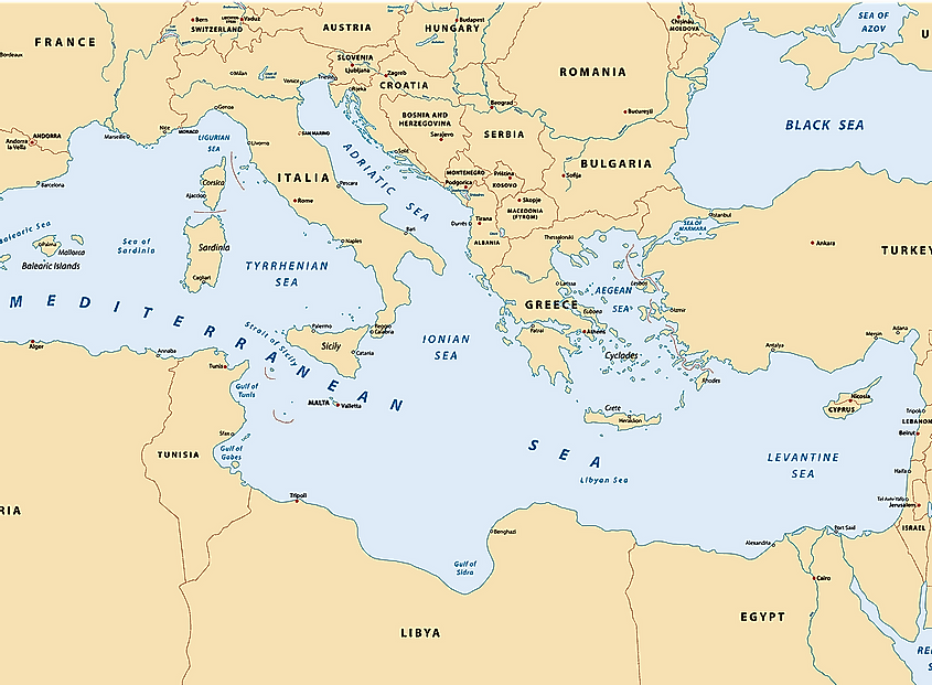 Map showing the Adriatic Sea.