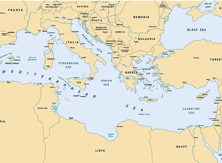 Map showing the Adriatic Sea.