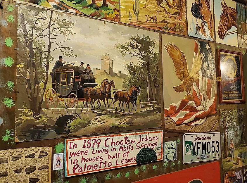 Vintage Handpainted Paint-by-Numbers Pictures in the Abita Springs Mystery House in Abita Springs, Louisiana