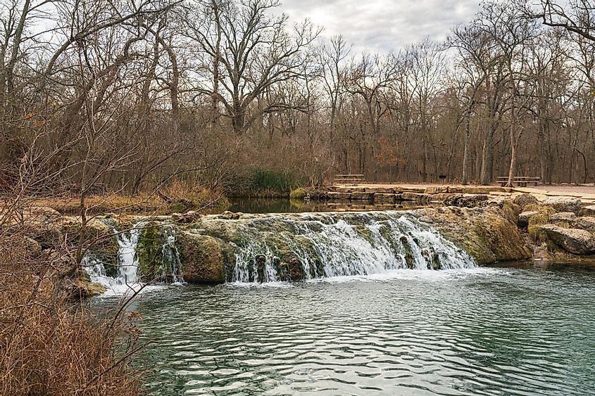 The waterfall at Chickasaw National Recreation Area near Sulphur, Oklahoma.