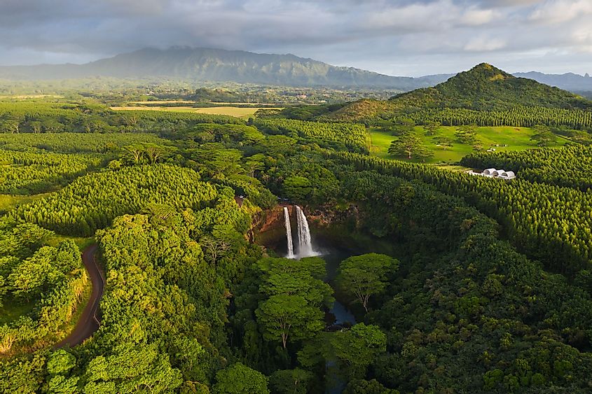 Scenic waterfalls on Kauai Island