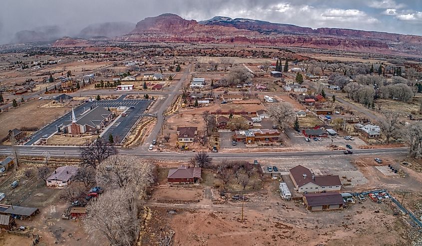 Aerial View of Torrey, Utah in early Spring