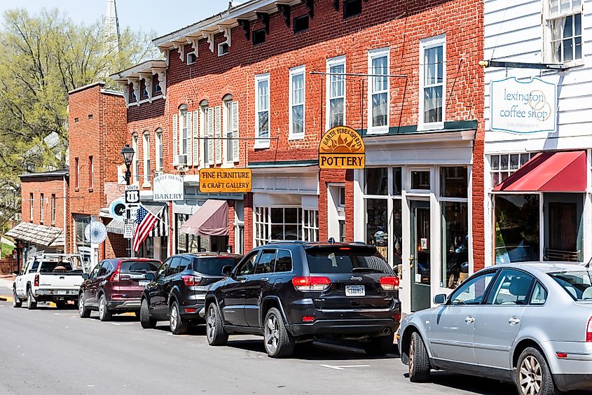 Historic downtown town city in Virginia countryside.