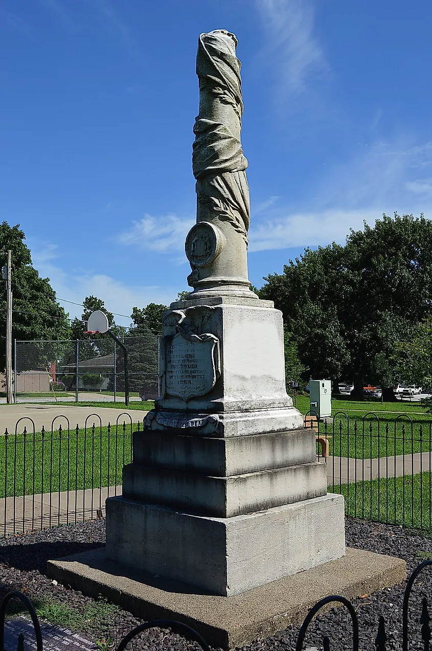 Civil War monument in the public square park in La Grange, Missouri