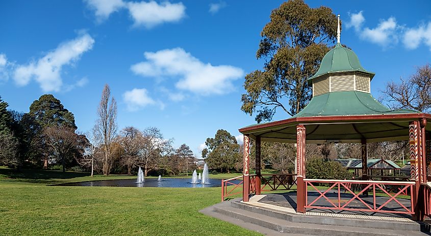 Civic Park in Warragul is the town's premier park featuring a waterfall, Chinese friendship garden, rotunda, running creek, and beautiful pond.