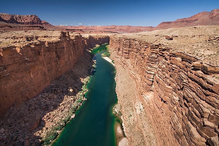 Colorado River flowing through the Glen Canyon near Page, Arizona.