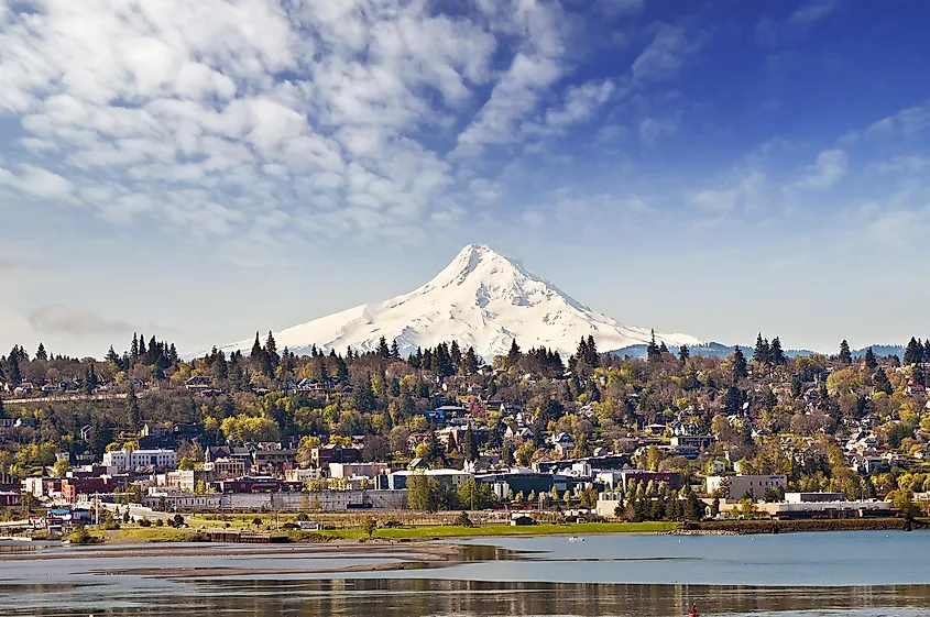 Mount Hood rising over Hood River, Oregon.