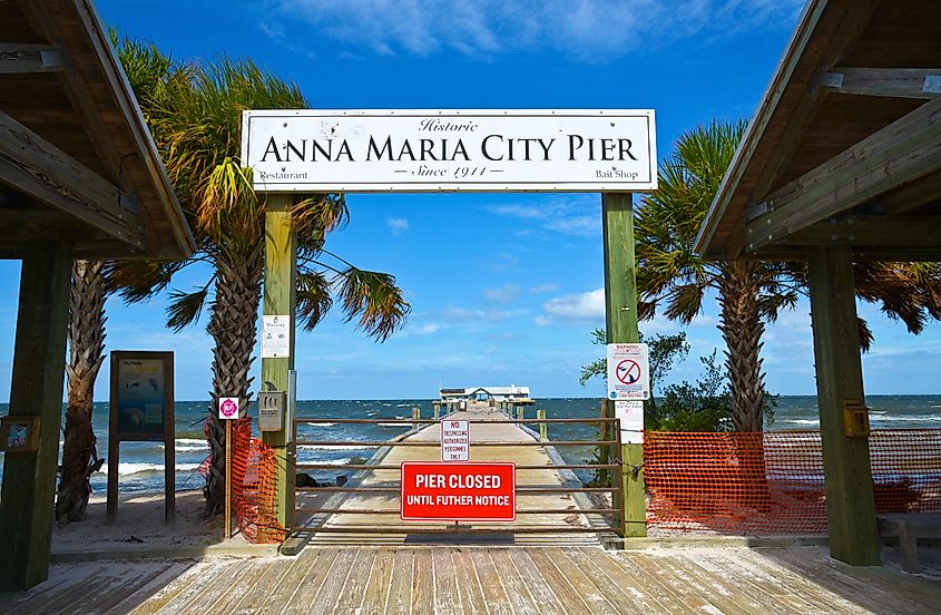 The historic pier in Anna Maria, Florida