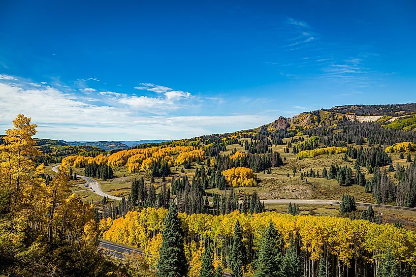 Beautiful mountain scenery along a train route from Chama, New Mexico to Antonito, Colorado