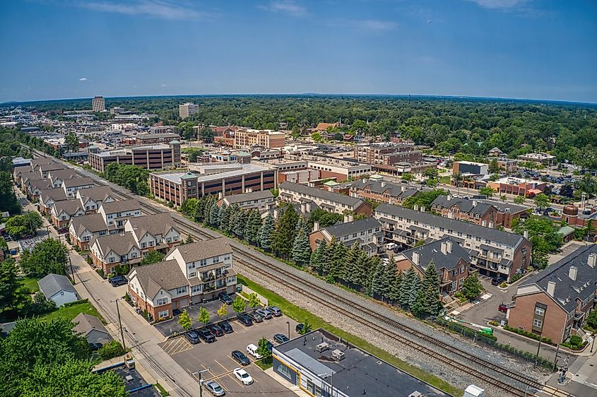 Aerial view of Dearborn, Michigan.