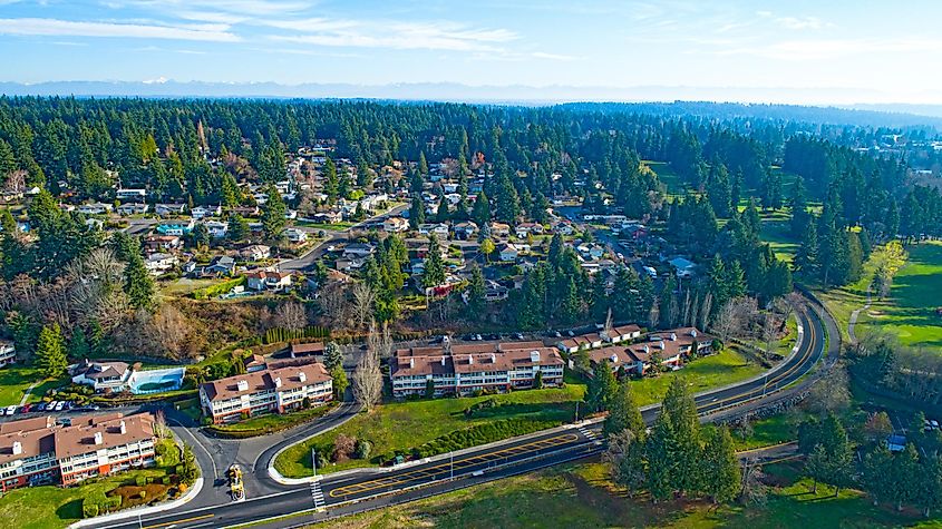 Aerial View of John Wayne Marina, Sequim, Washington