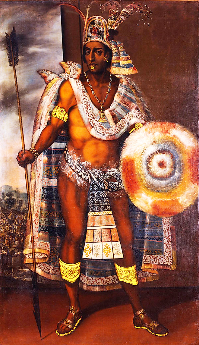 Portrait of Moctezuma II , the  9th emperor of the Aztec Empire.