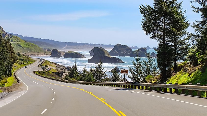 Views of the perfect coastal road trip along the Pacific Coast Highway in Southern Oregon.