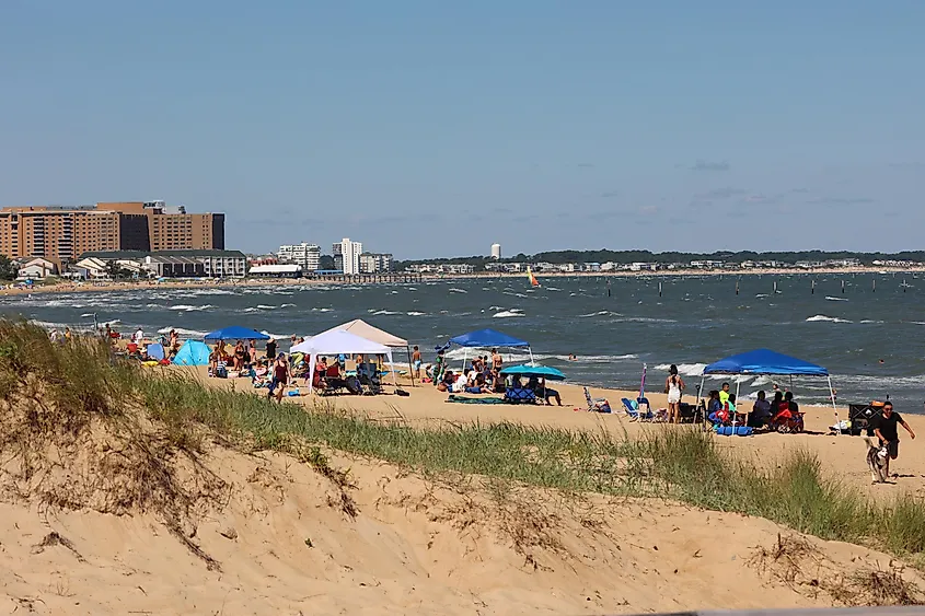 Enjoying a beautiful beach day on Chesapeake Bay Beach at First Landing State Park in Virginia Beach.