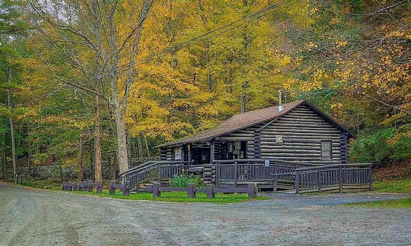 A cabin at Macedonia State Park in Kent, Connecticut