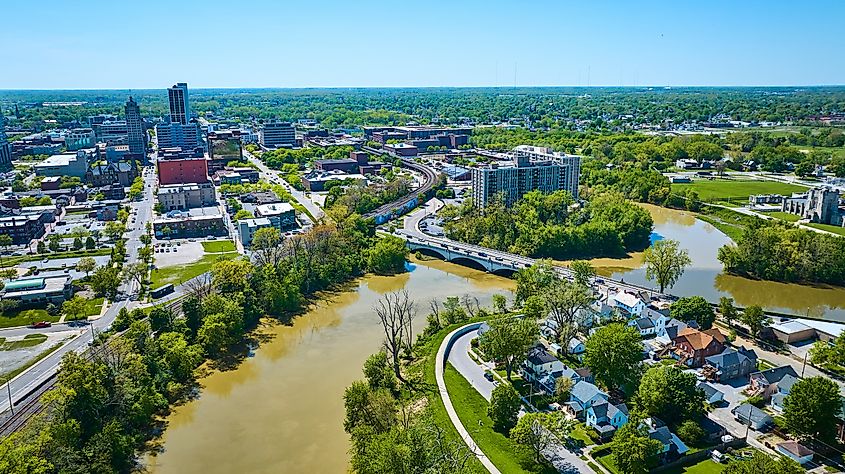Aerial view of Fort Wayne, Indiana.