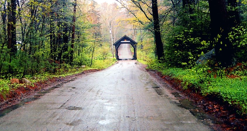 A covered bridge in Foster, Rhode Island.