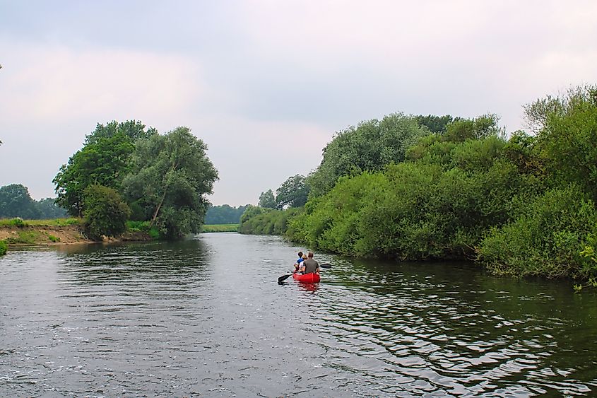  Canoe trip on Ems river close to the town of Rheine.