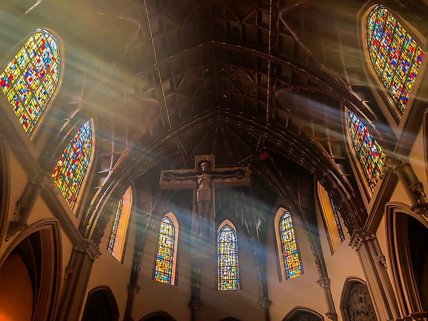 Sunbeams in Holy Name Cathedral in Chicago. 