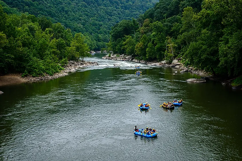 Whitewater rafters in the New River Gorge.