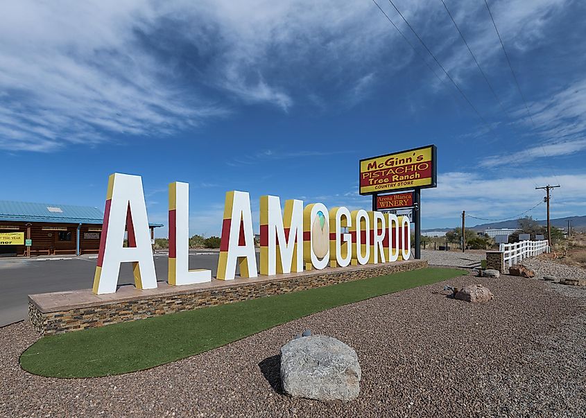 lamogordo sign at the city limits on Highway 82 in Alamogordo, New Mexico, via Nagel Photography / Shutterstock.com