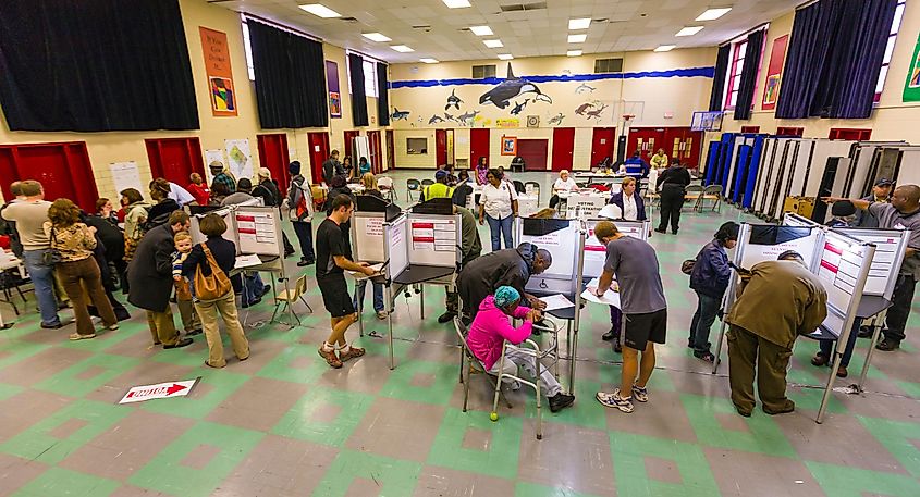 People voting on presidential election day.