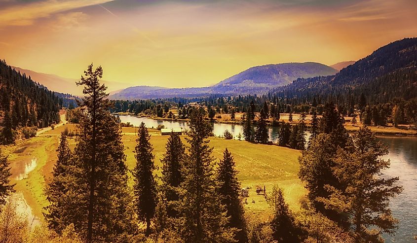 Sunrise on the Kootenai river near Libby, Montana.