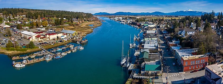 Aerial View of La Conner, Washington.