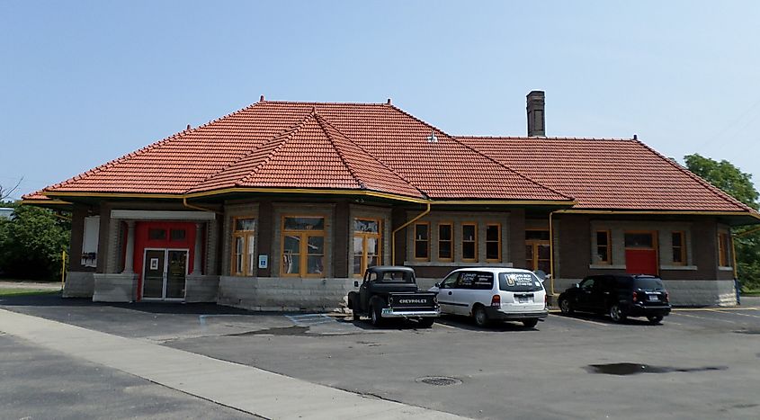 The Michigan Central Railroad Charlotte Depot, now a restaurant, located at 430 N. Cochran Ave, Charlotte, Michigan