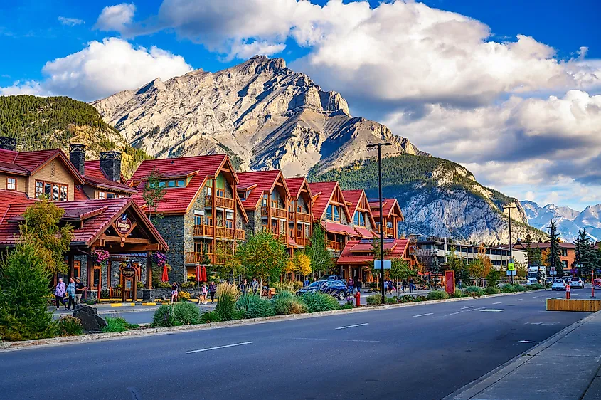 Banff Avenue in Banff, Alberta. Image credit viewfinder via Shutterstock