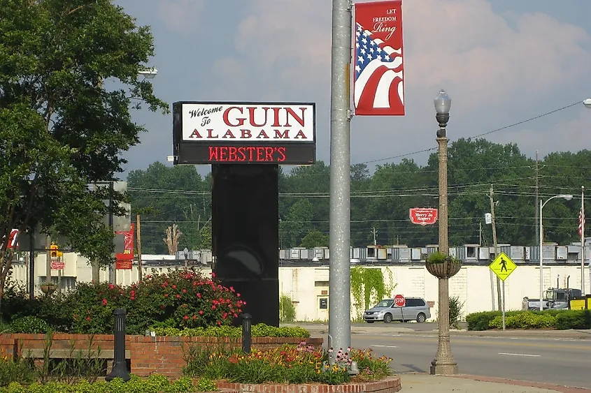 Downtown in Guin, Alabama.